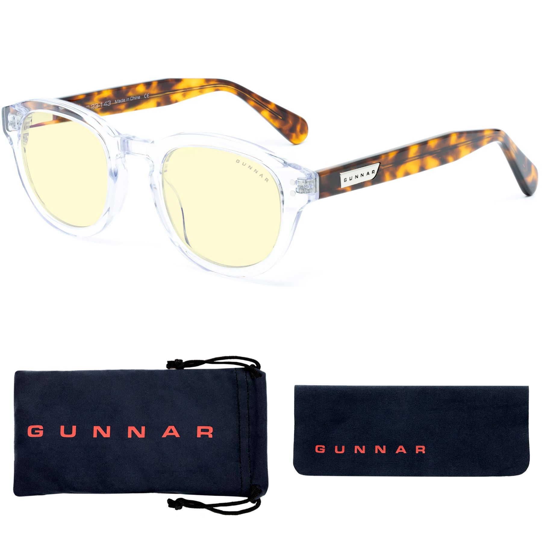 GUNNAR Emery Crystal/Tortoise Blaulichtfilter, UV-Schutz, Premium, Rahmen, Amber Tönung, Brille Gaming