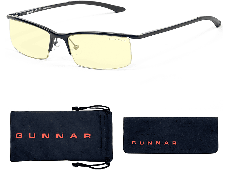 GUNNAR Emissary, Onyx Rahmen, Amber Tönung, Premium, Blaulichtfilter, UV-Schutz, Gaming Brille