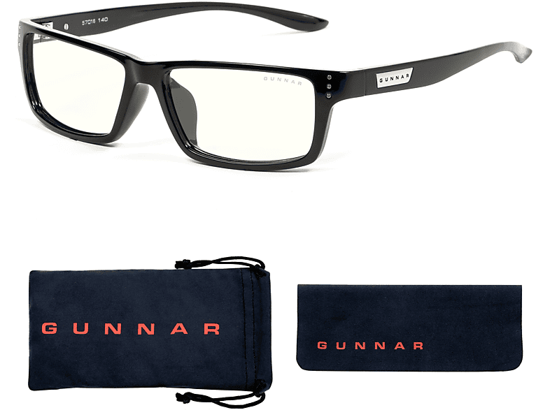 GUNNAR Riot, Onyx Premium, Rahmen, Brille UV-Schutz, Gaming Tönung, Blaulichtfilter, Clear