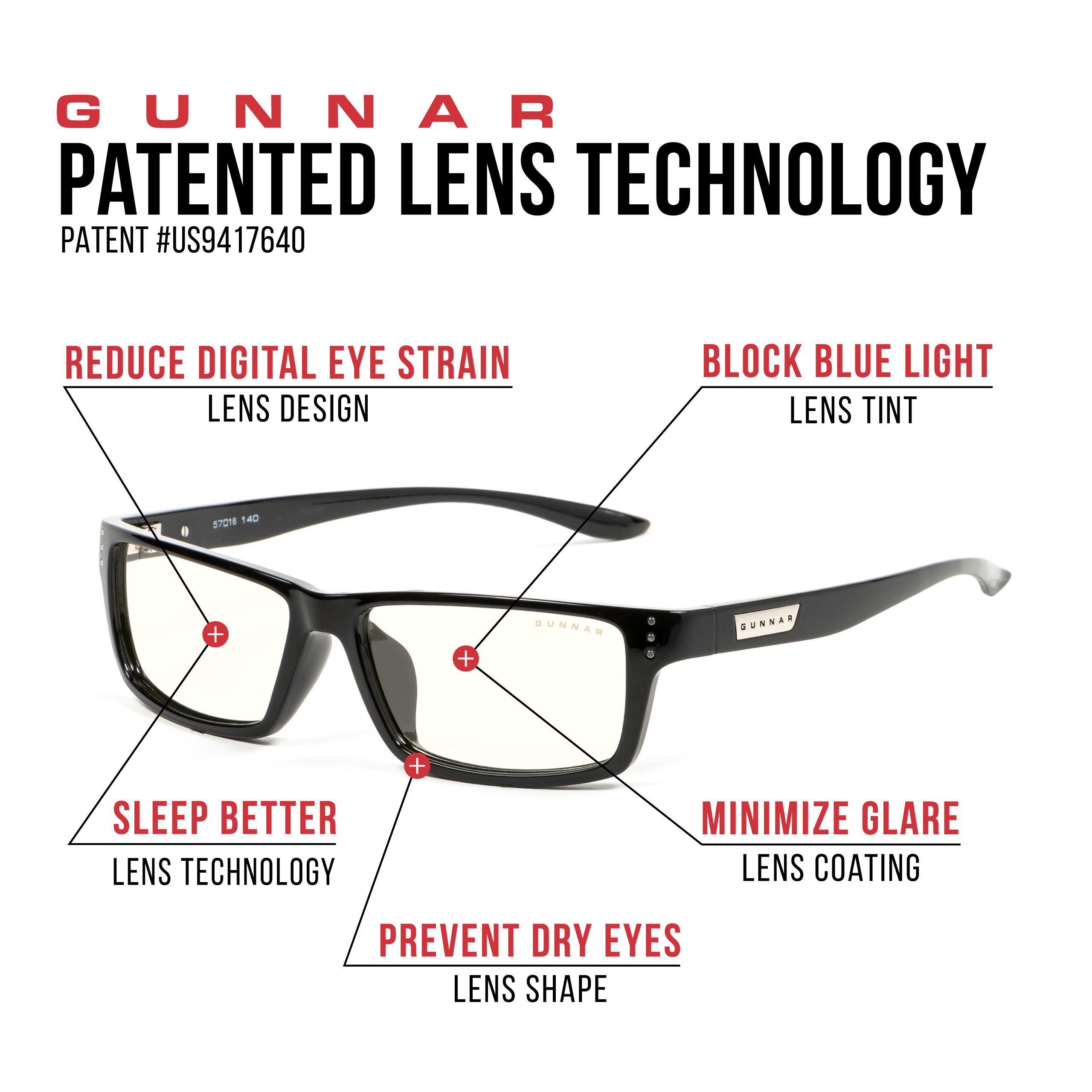 GUNNAR Riot, Onyx Rahmen, Clear Gaming Blaulichtfilter, UV-Schutz, Tönung, Premium, Brille