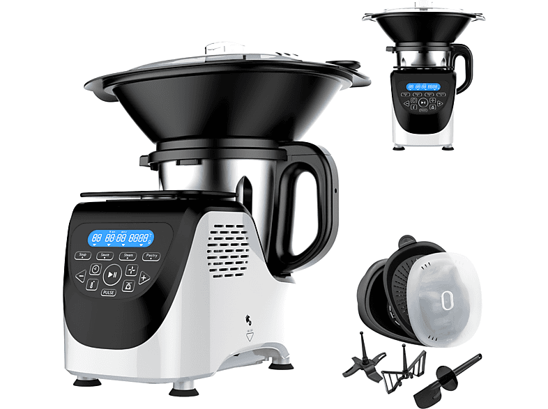 BEST DIRECT Chef-O-Matic ® Kitchen Robot Küchenmaschine mit Kochfunktion weiß (Rührschüsselkapazität: 3 l, 1200 Watt)