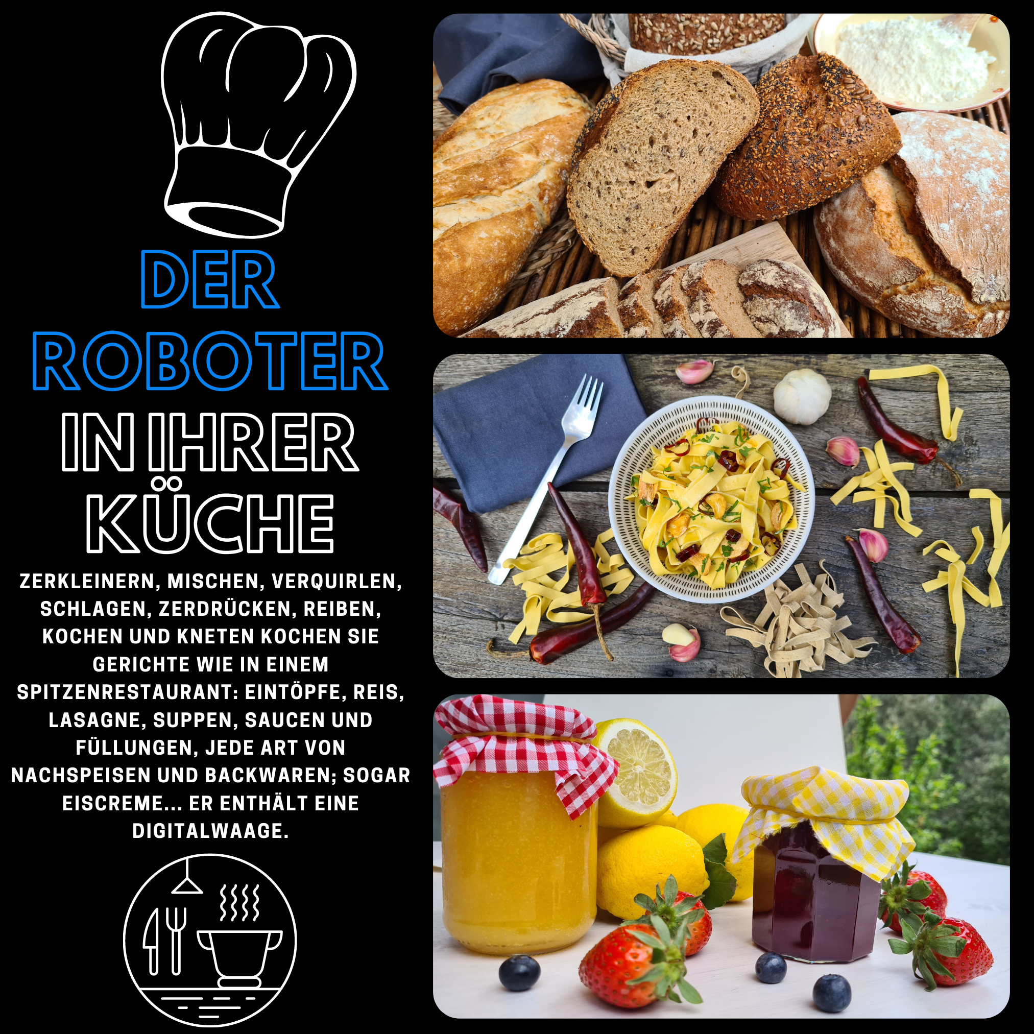 Kochfunktion (Rührschüsselkapazität: BEST Kitchen Küchenmaschine 1200 ® Robot weiß Watt) 3 DIRECT l, Chef-O-Matic mit