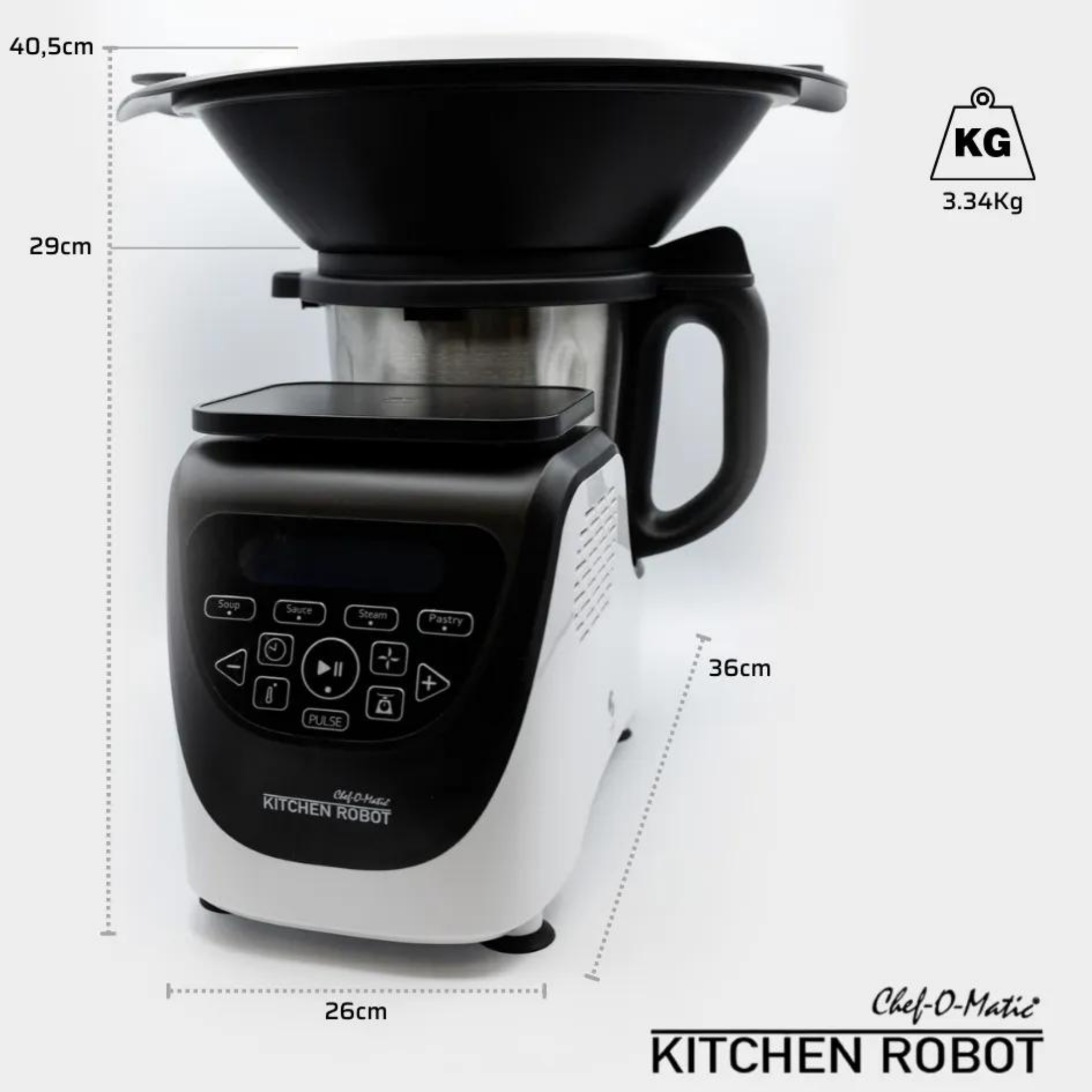 BEST Kitchen 3 ® Watt) l, Kochfunktion 1200 Robot Küchenmaschine mit (Rührschüsselkapazität: DIRECT Chef-O-Matic weiß