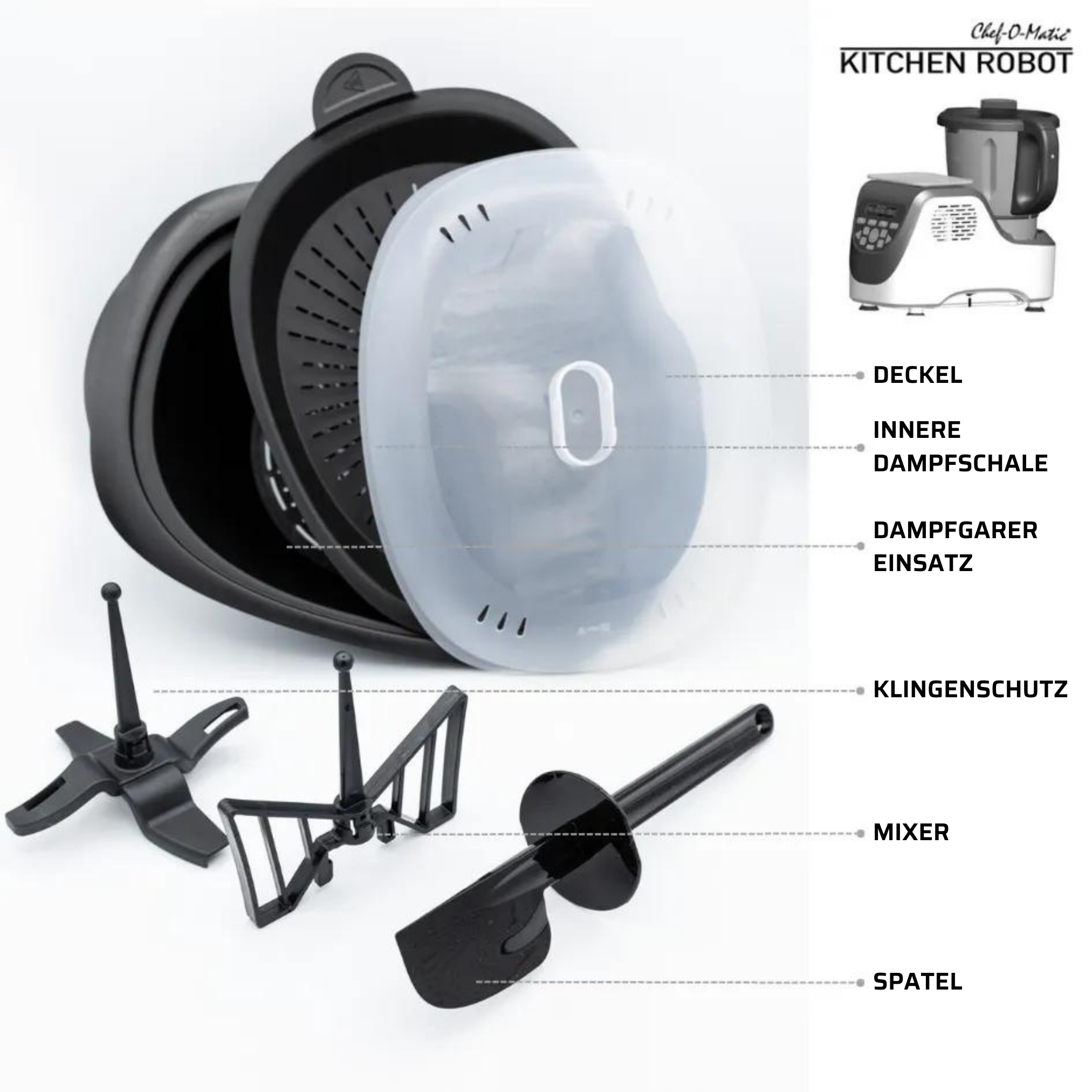 BEST DIRECT Chef-O-Matic ® Kitchen Robot Küchenmaschine weiß l, Kochfunktion 1200 (Rührschüsselkapazität: 3 mit Watt)