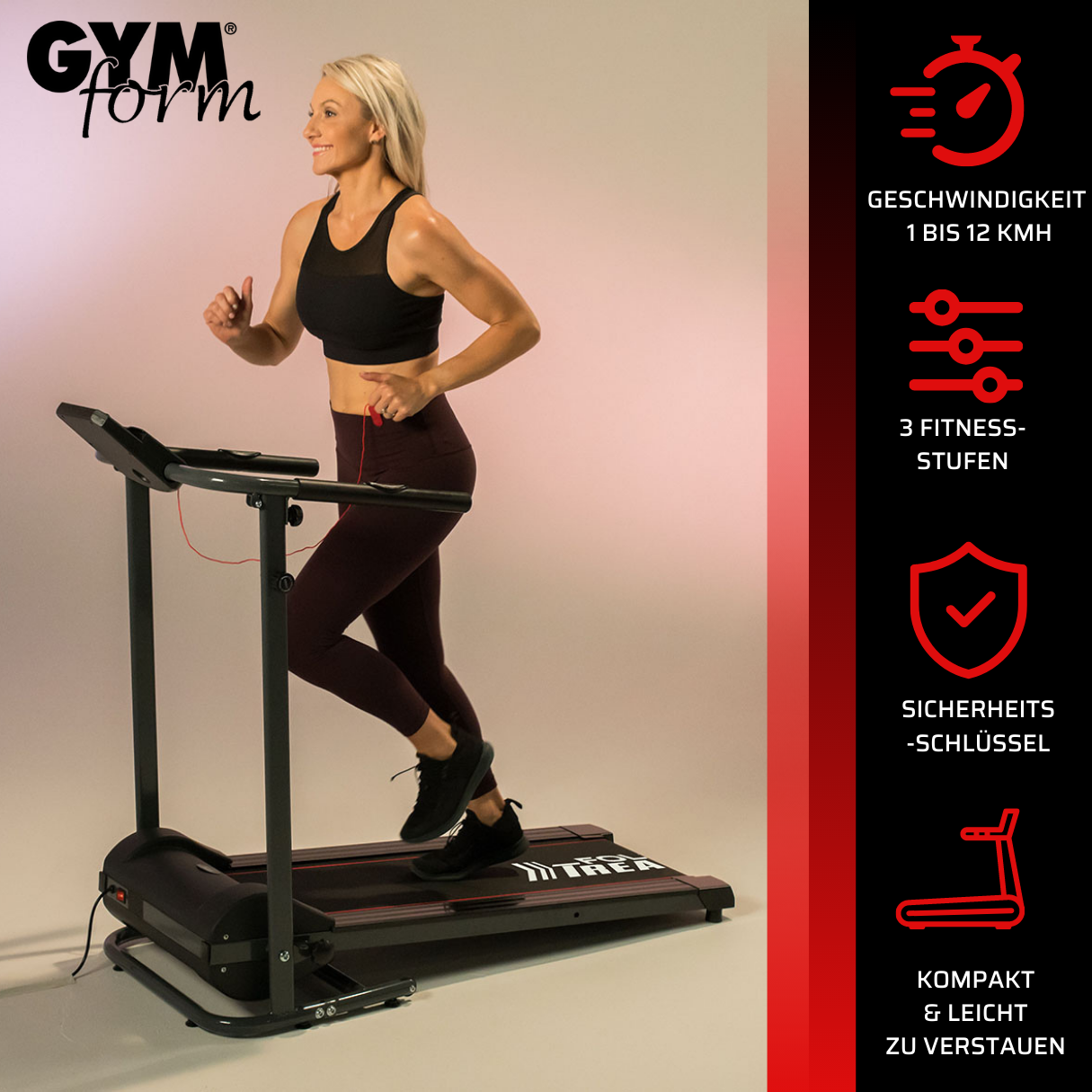 Fold GYMFORM Slim Laufband, Treadmill schwarz Pro