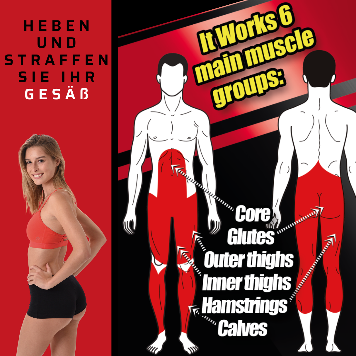 GYMFORM Squat Perfect Beinmuskeltraning, Kniebeugentrainer, Trainigsgerät, Gesäßmuskeltraining Hometrainer, - Kniebeugen grau/rot