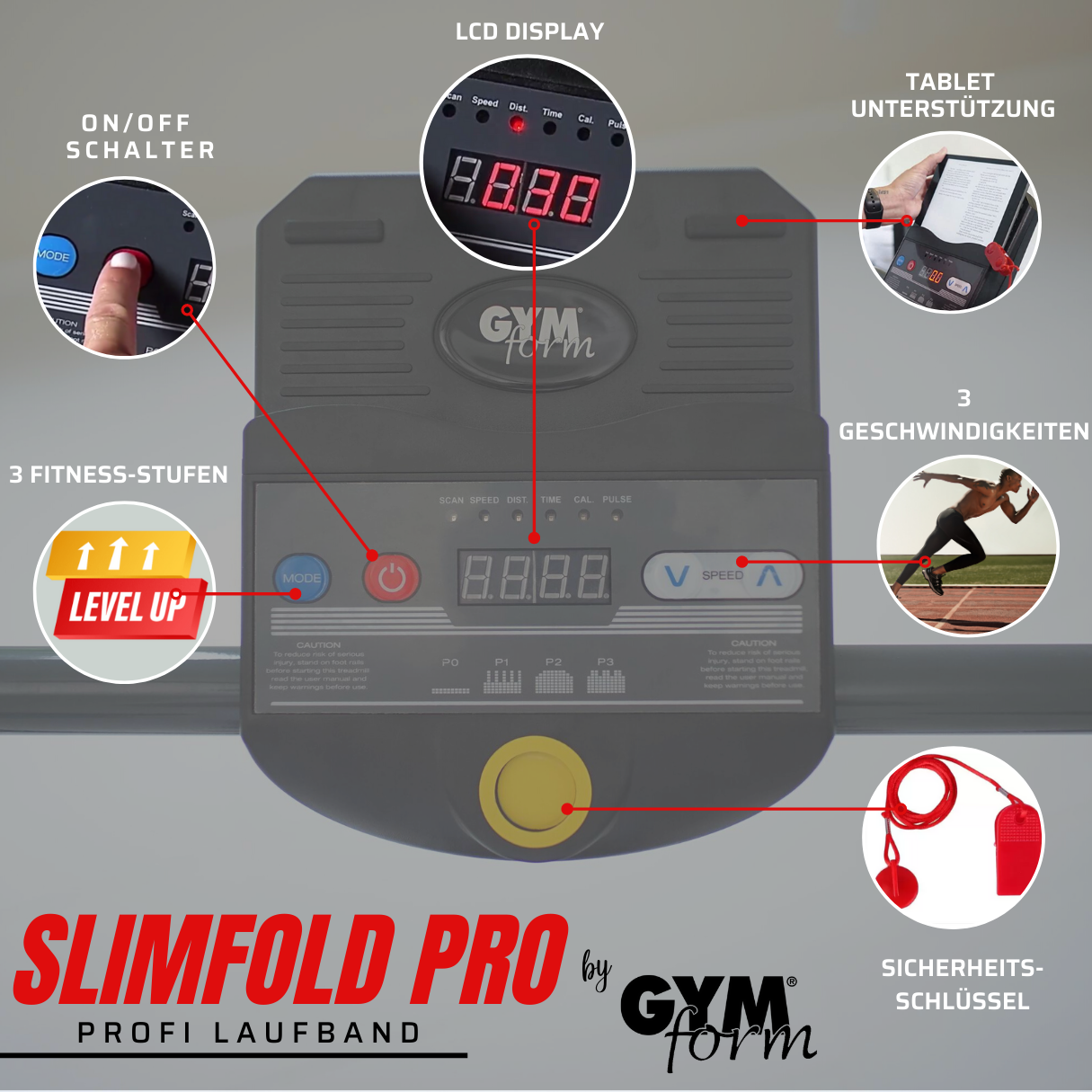 GYMFORM Slim Fold schwarz Laufband, Pro Treadmill