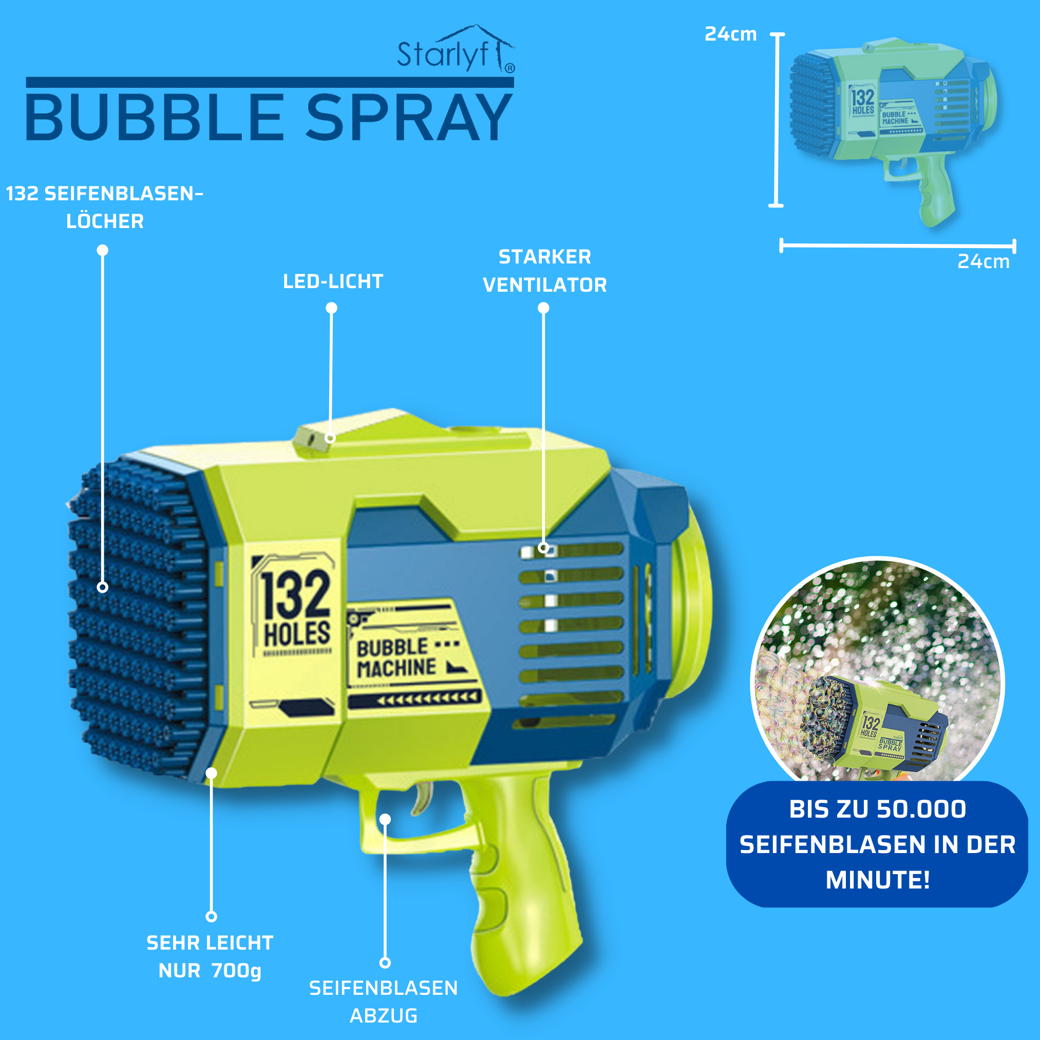 STARLYF Bubble Spray Seifenblasenmaschiene