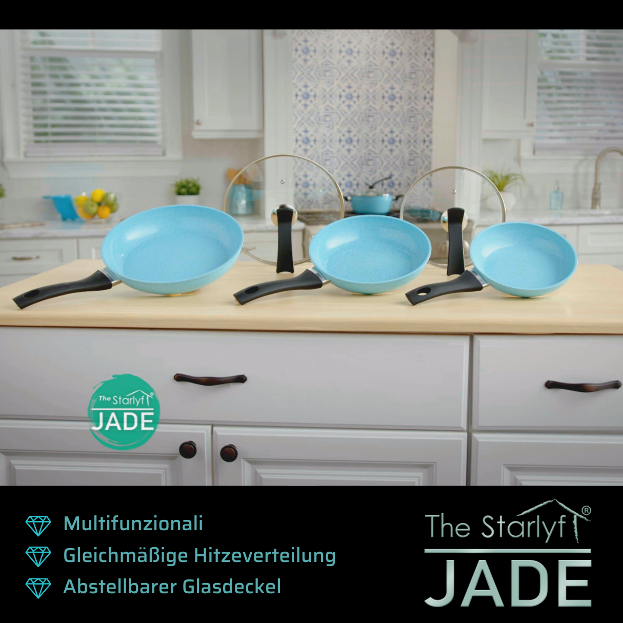 STARLYF Jade Pan Set (Aluminium, Knife Beschichtung: + Jade Pfannenset Sonstige Beschichtung)