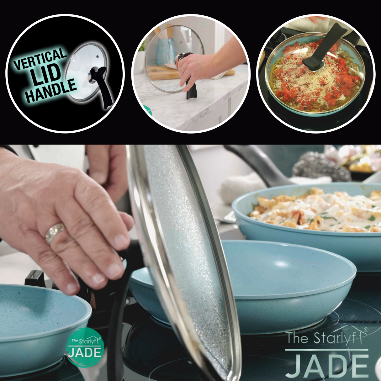 Beschichtung) Pfannenset Sonstige Beschichtung: Knife (Aluminium, STARLYF Set Jade Jade + Pan