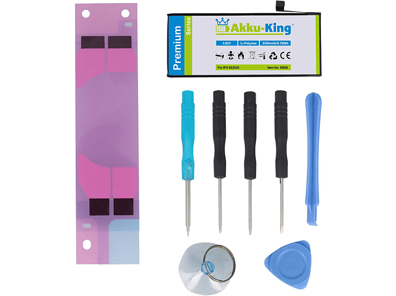 Li-Polymer Power-Akku iPhone 2020 AKKU-KING SE für Volt, 3.82 2300mAh Handy-Akku,