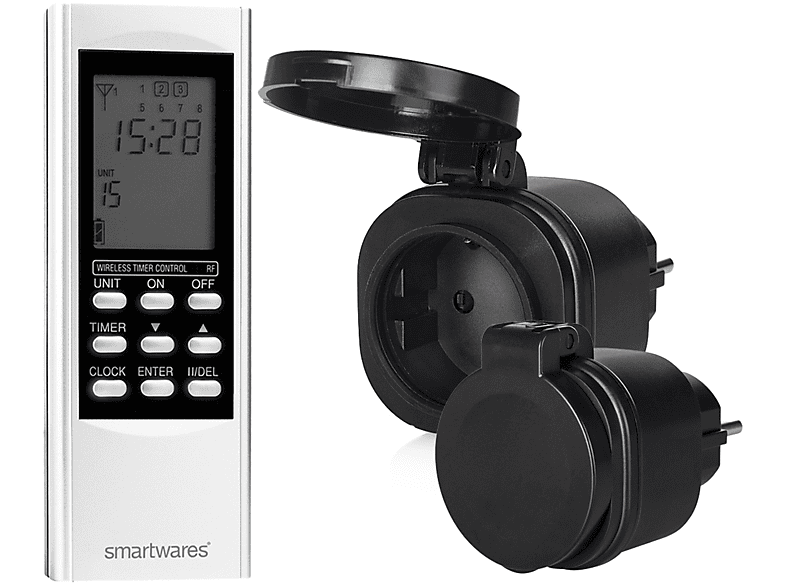 SMARTWARES Digitales Outdoor Funk ZeitschaltuhrSet 2 x AußenFunk