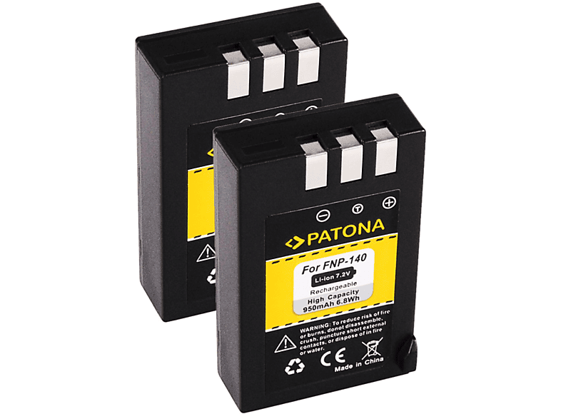 PATONA 2x Akku kompatibel für Fuji FinePix S100FS Li-Ion Ersatzakku, 7.2 Volt, 950mAh 