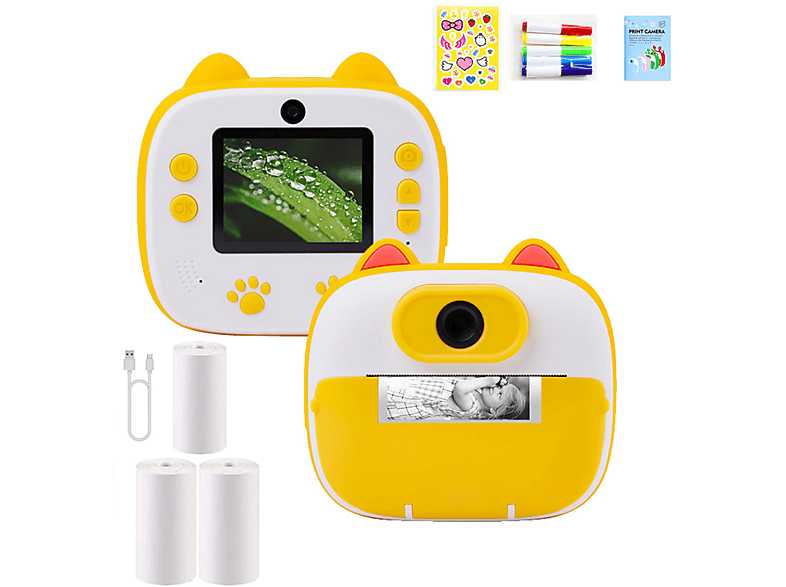 KINSI Kinder-Polaroid, Doppelkamera Sofortbildkamera, Gelbe Kinder ...
