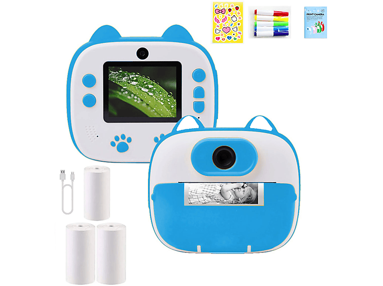 KINSI Kinder-Polaroid, Doppelkamera Sofortbildkamera, Blaues Kinder ...