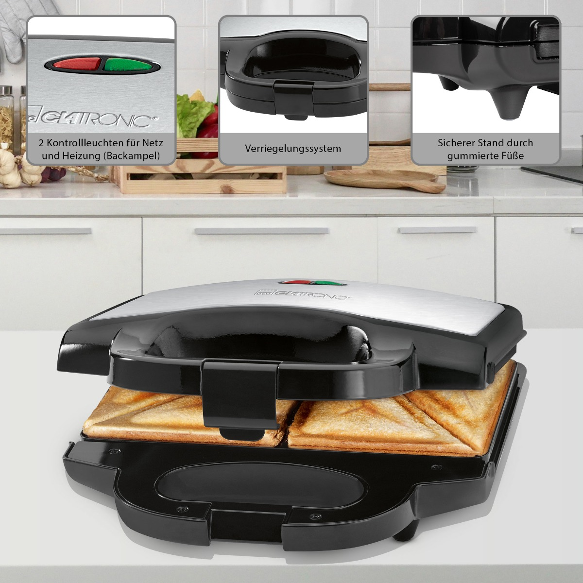 ST CLATRONIC Schwarz 3778 Sandwichtoaster