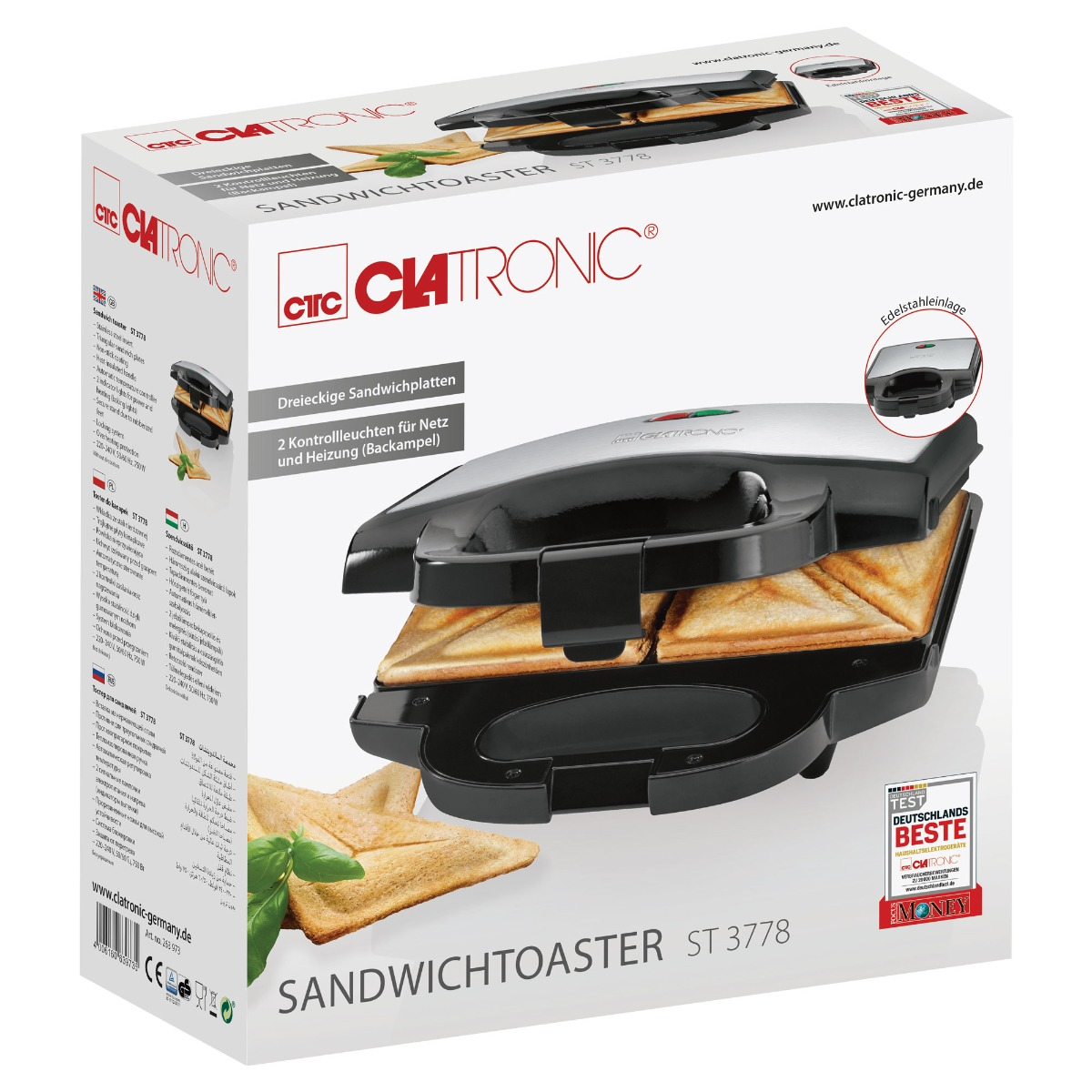 CLATRONIC ST 3778 Sandwichtoaster Schwarz