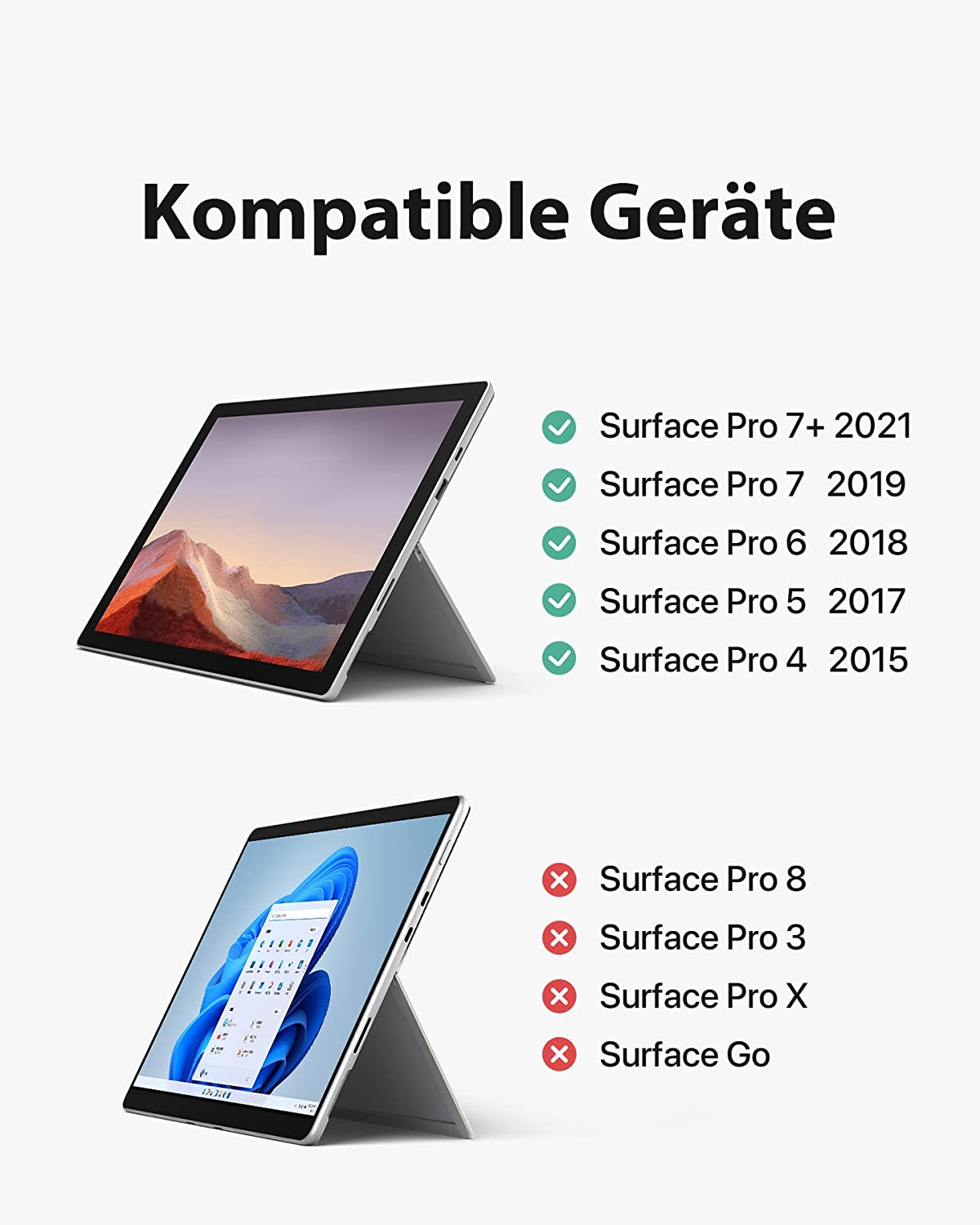 Surface Pro INATECK Tastatur Pro 7/7+/ Tastatur, Surface mit 6/5/4, Kompatibel