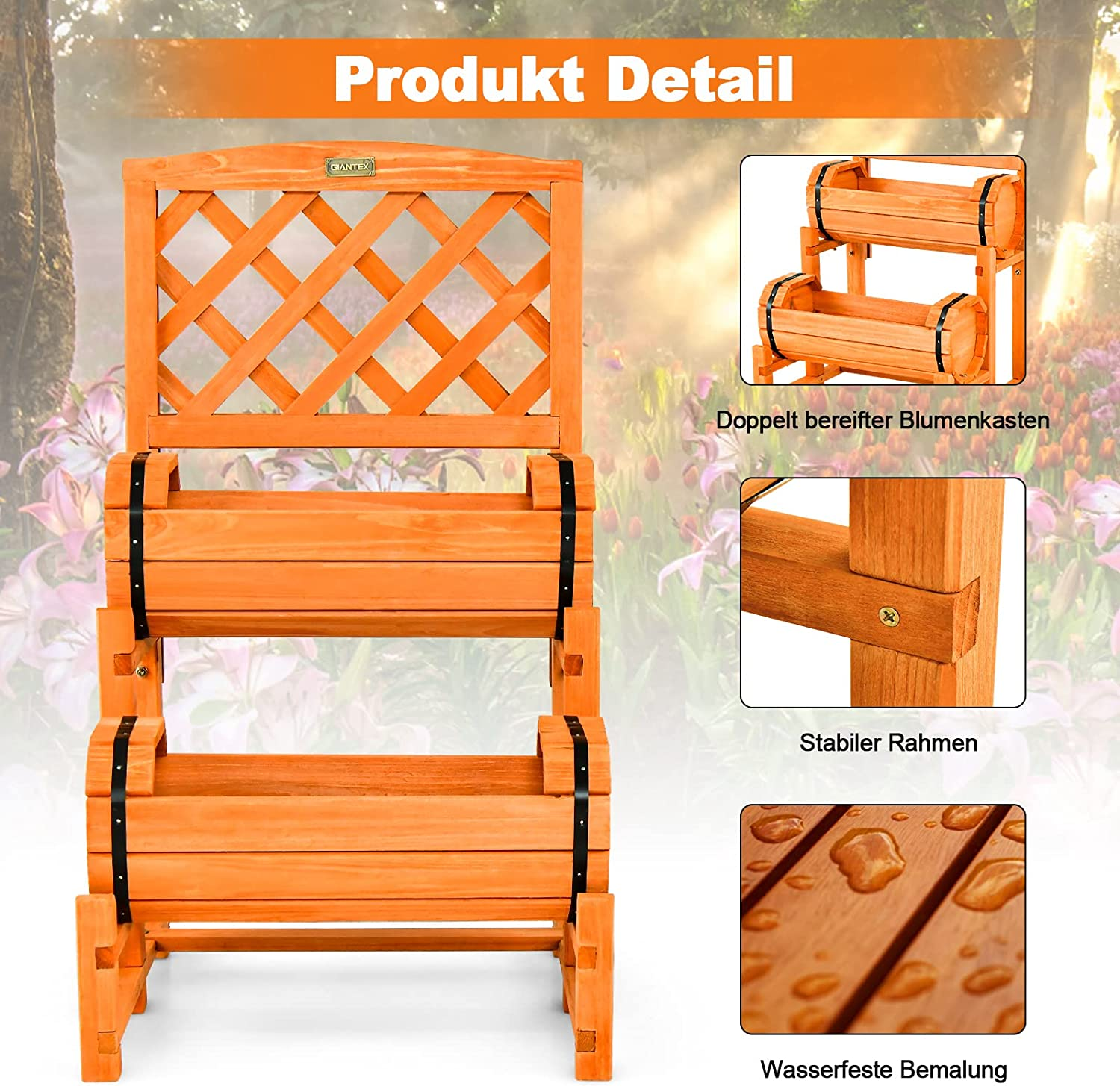 mit Rankgitter Hochbeet COSTWAY Orange