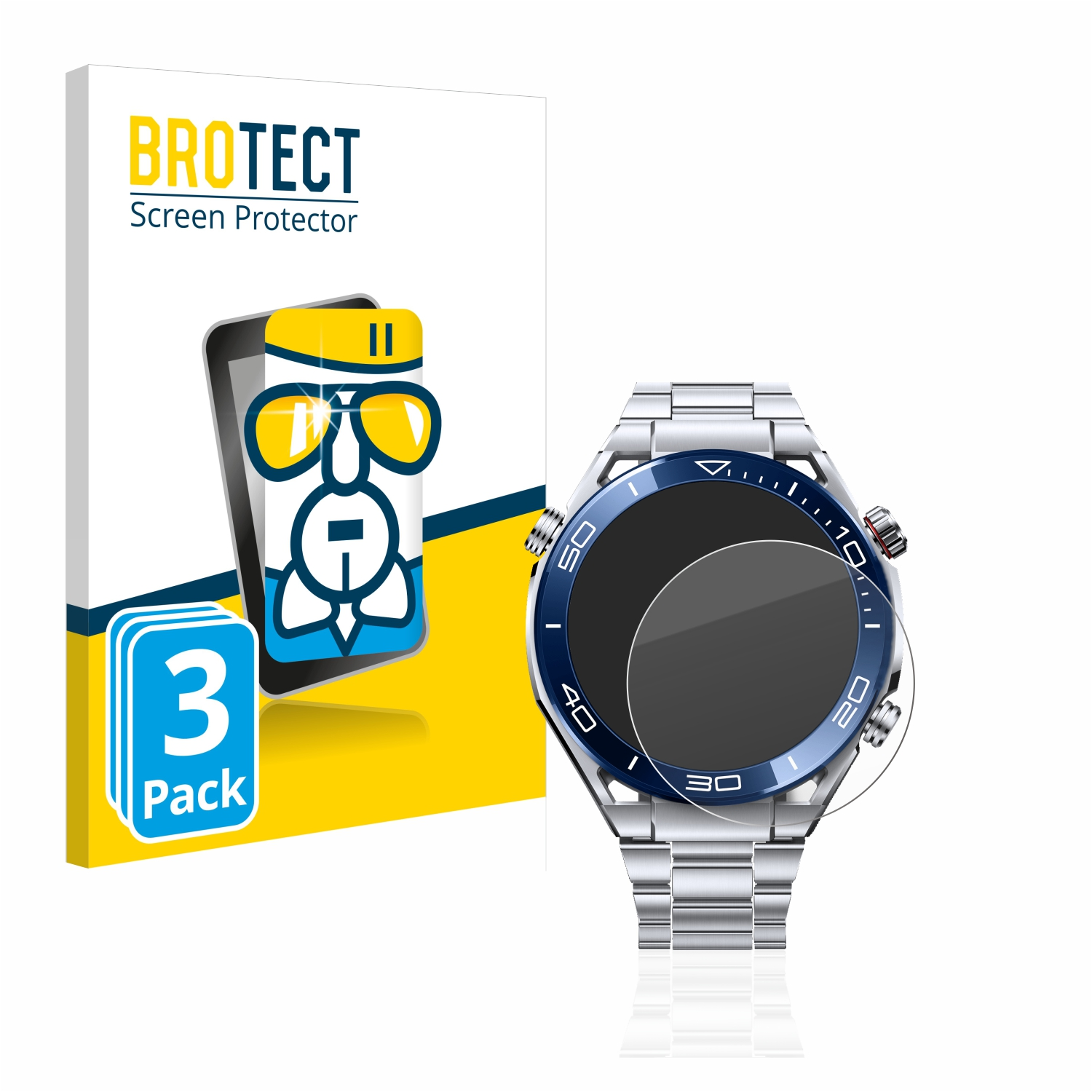 BROTECT 3x Airglass klare Watch Schutzfolie(für (48,5 mm)) Ultimate Huawei