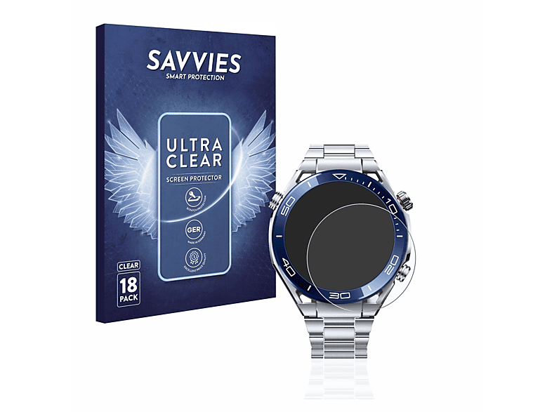 SAVVIES 18x klare Schutzfolie(für Huawei Watch Ultimate (48,5 mm)) | Smartwatch Schutzfolien & Gläser