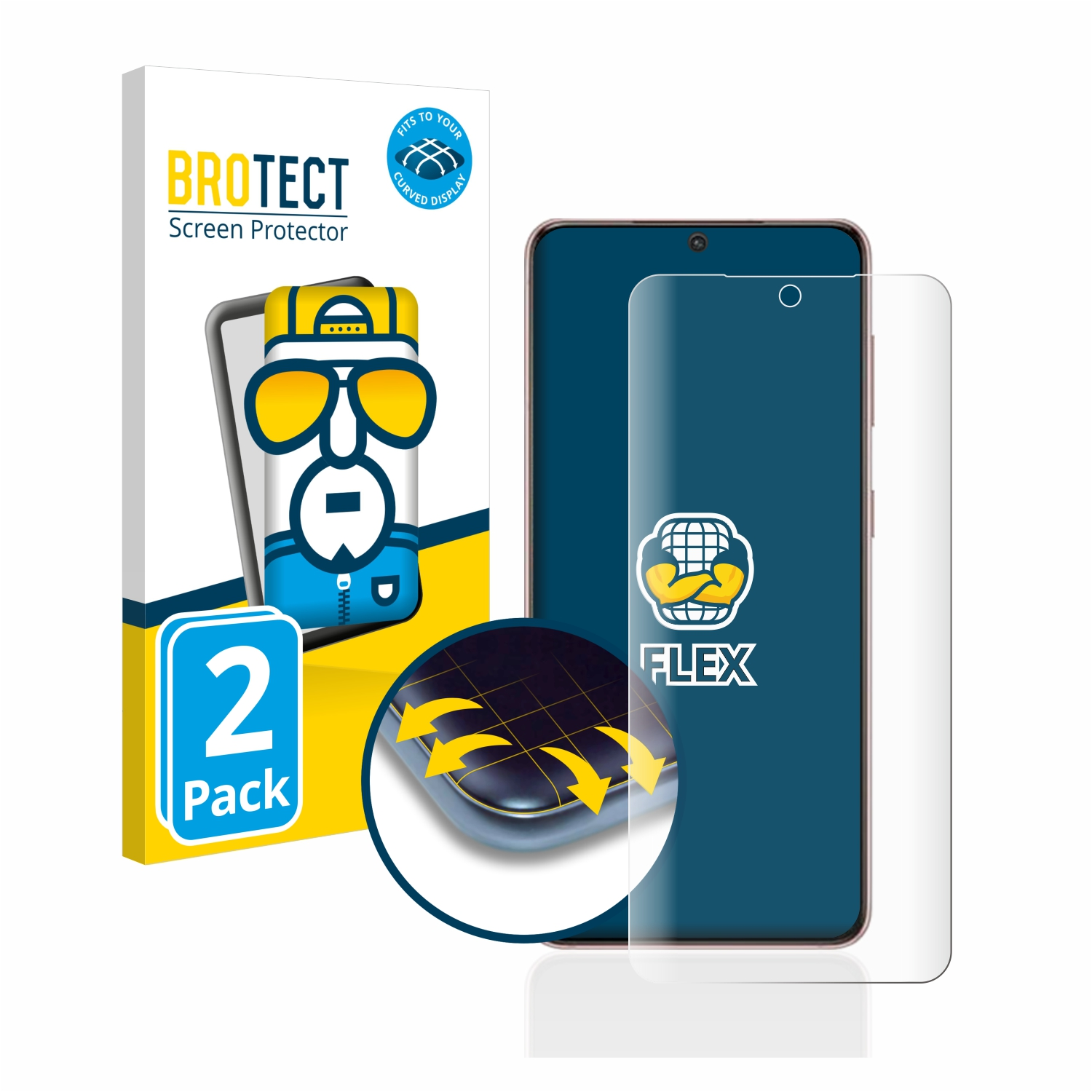 BROTECT 2x Flex Full-Cover 3D S21) Schutzfolie(für Samsung Curved Galaxy