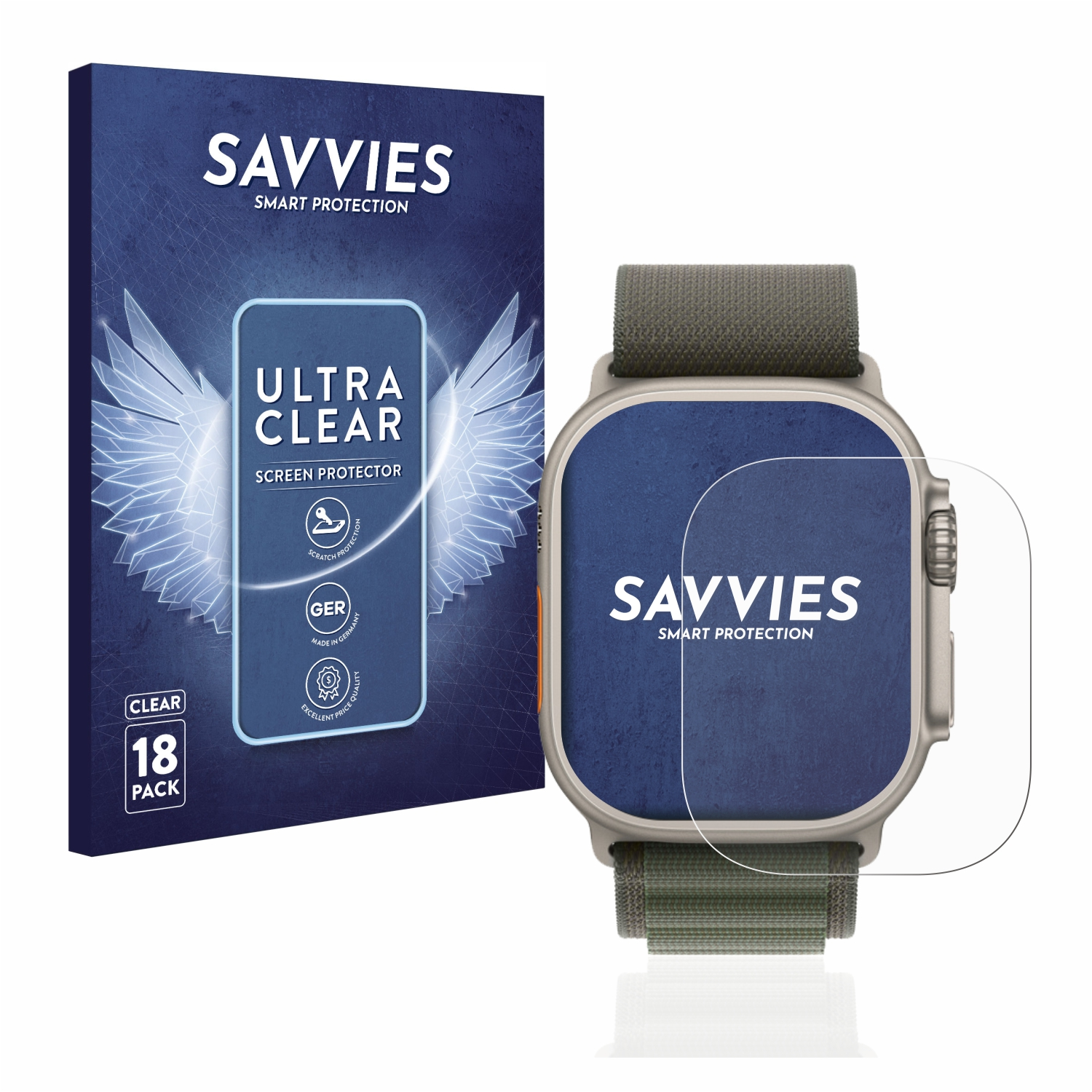 (49 mm)) Ultra Schutzfolie(für klare Apple Watch 18x SAVVIES