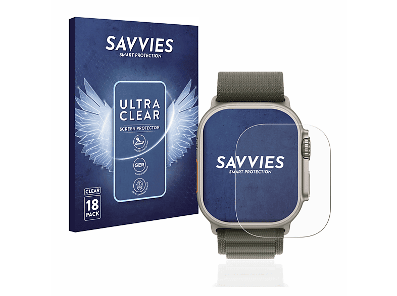 Ultra Apple Schutzfolie(für mm)) SAVVIES (49 Watch 18x klare