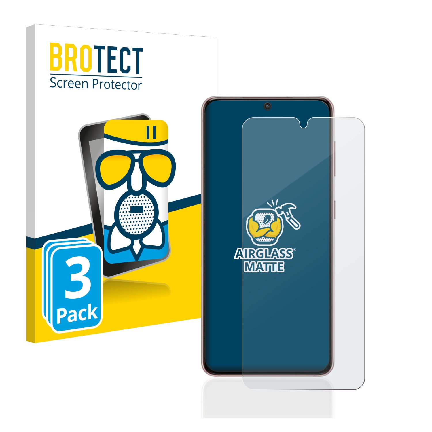 Schutzfolie(für Samsung matte S21) Airglass Galaxy BROTECT 3x