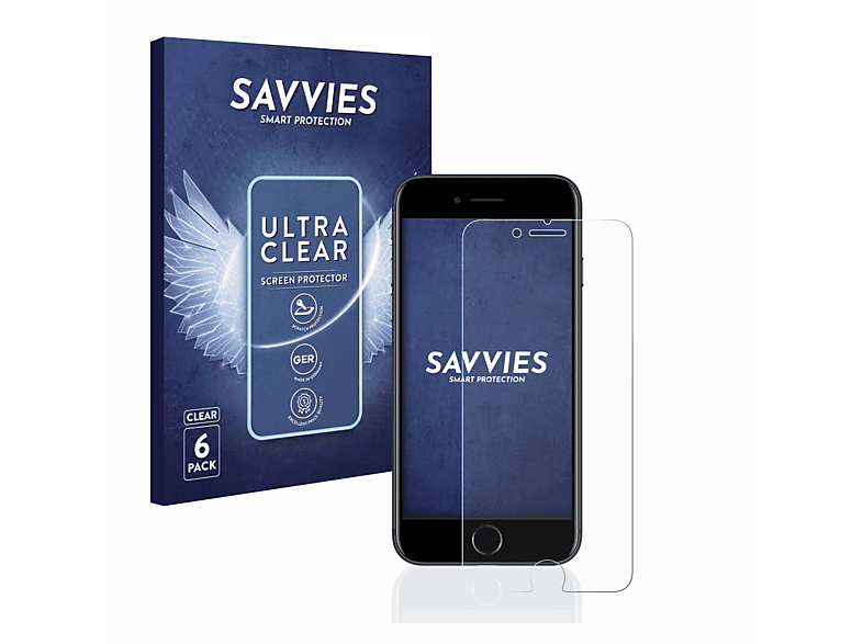 SAVVIES 6x klare Schutzfolie(für Apple iPhone 7)