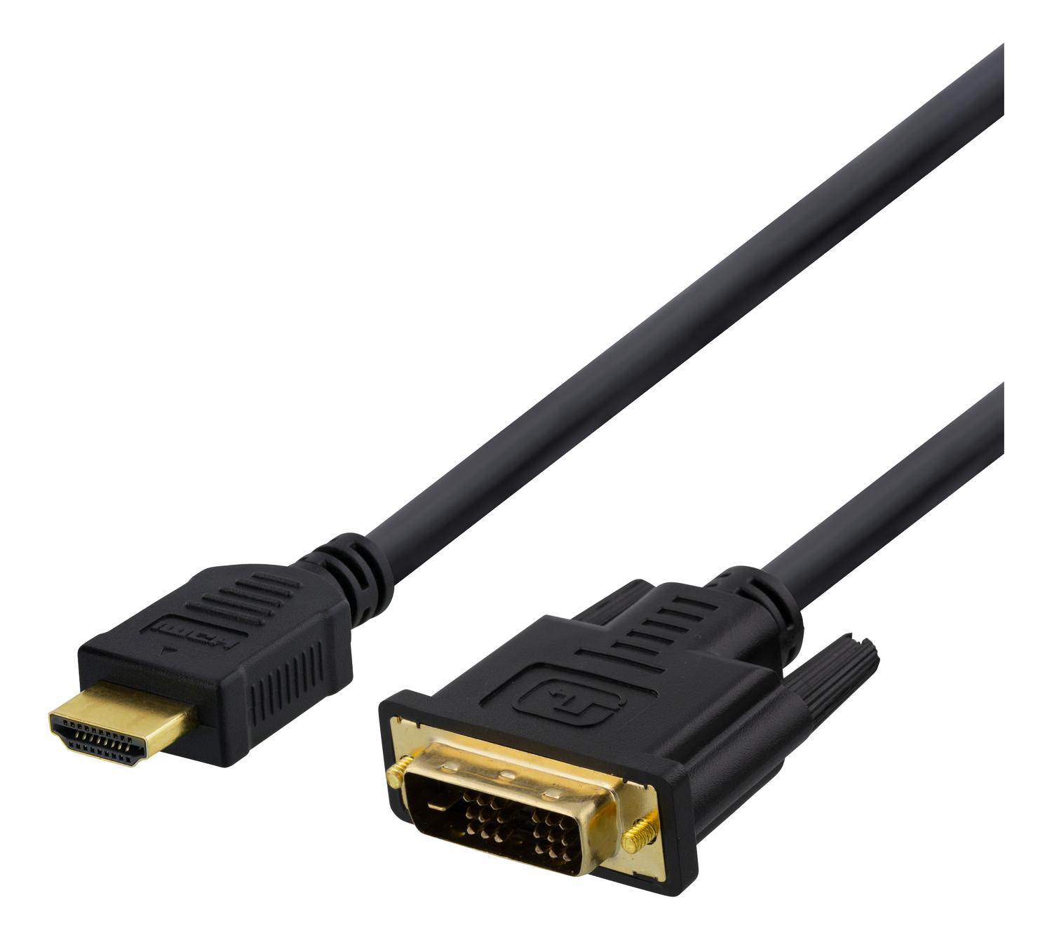 Full 1m, DELTACO Kabel, schwarz HDMI DELTACO DVI Kabel HD, auf HDMI