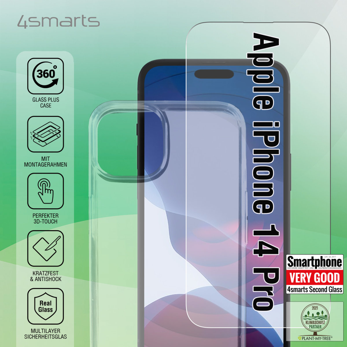 4SMARTS 360° Starter Set X-Pro Clear 14 APPLE, Pro, Transparent iPhone Backcover, Glas