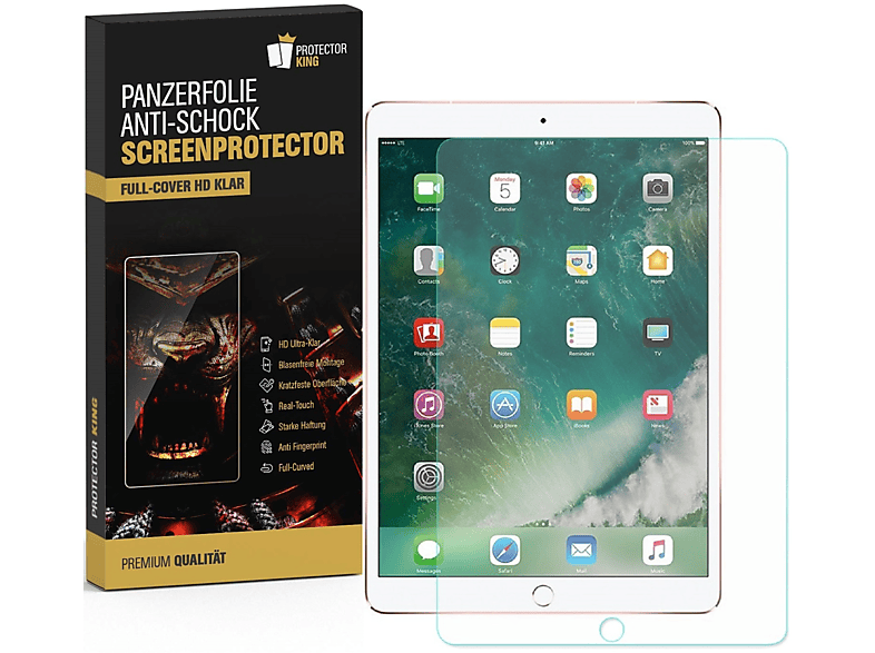 PROTECTORKING 1x Panzerfolie ANTI-SHOCK HD KLAR Displayschutzfolie(für Apple iPad Pro 12.9 (2015-2017))