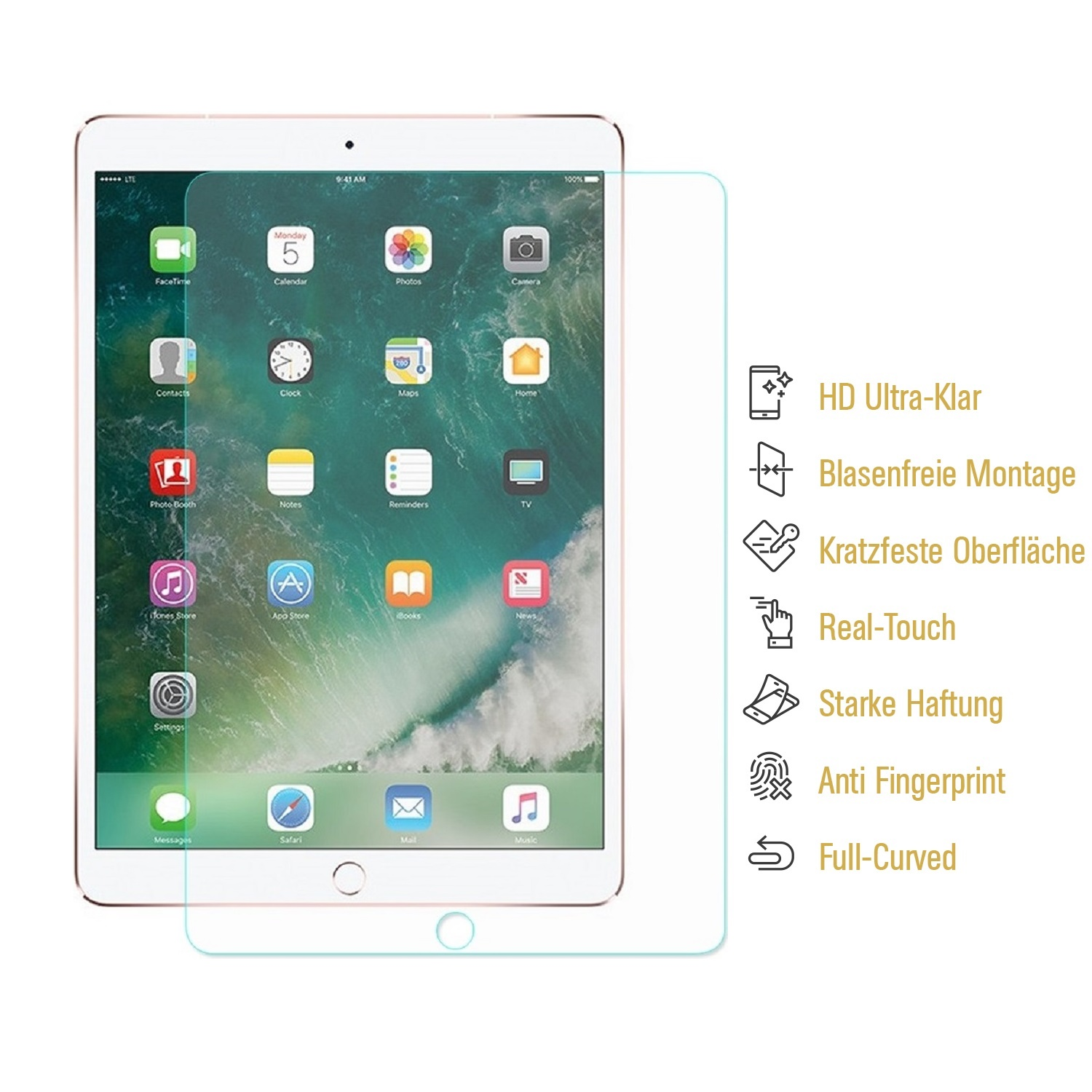 Displayschutzfolie(für Schutzfolie Pro KLAR HD ANTI-SHOCK 4x PROTECTORKING 9.7) iPad Apple Panzerfolie