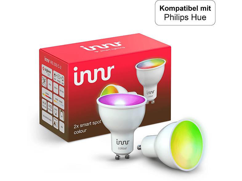 INNR Zigbee GU10 RGBW, Kompatibel mit Philips Hue & Alexa, Smart LED, 2-pack, RS 230 C-2 LED Lampe RGB + 1800K-6500K white
