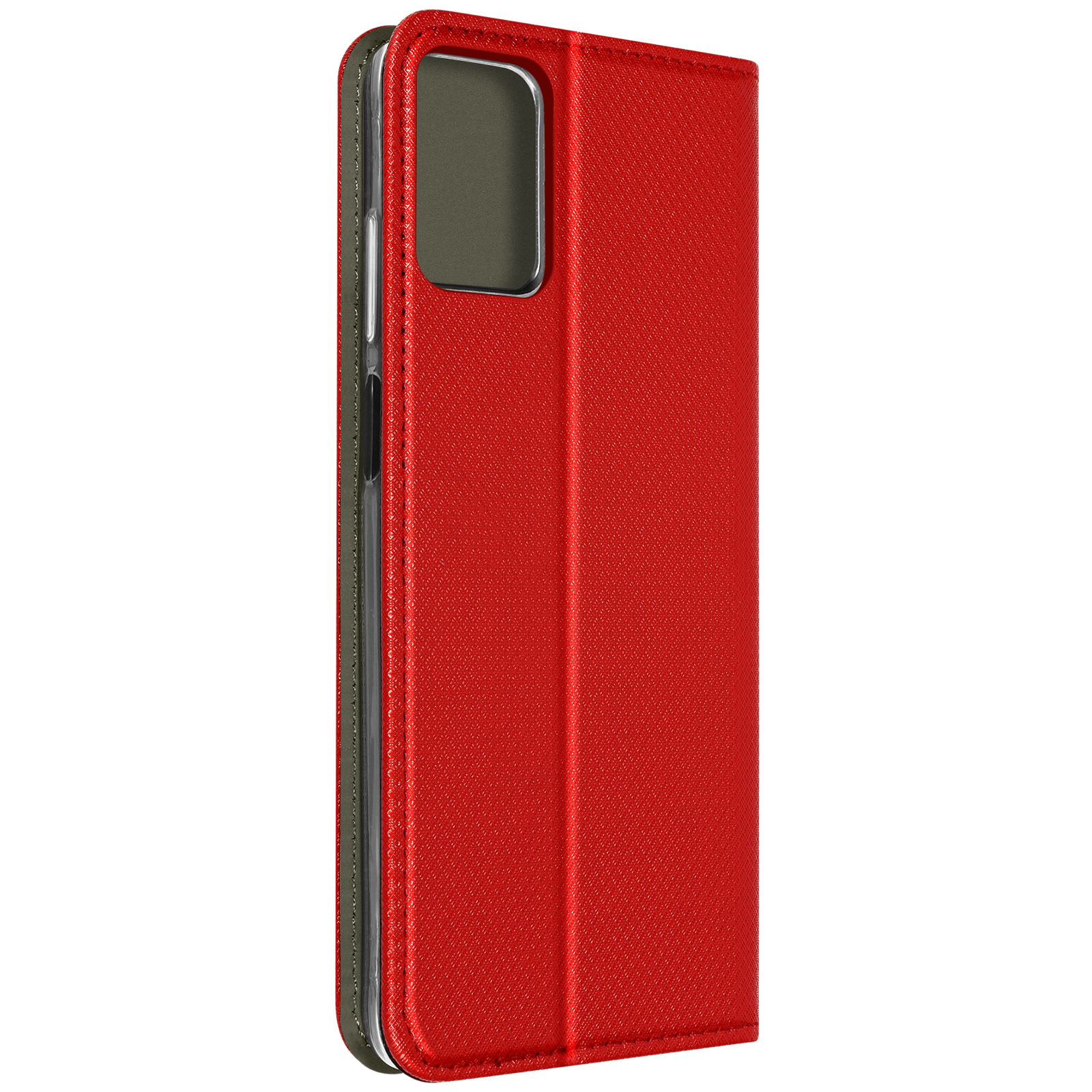 Eine transparente Handyhülle mit blauem Akzent um die Kamera. Das Telefon ist darin.