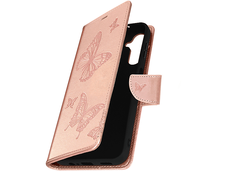 AVIZAR Butterfly Series, Bookcover, Samsung, Galaxy A14, Rosegold