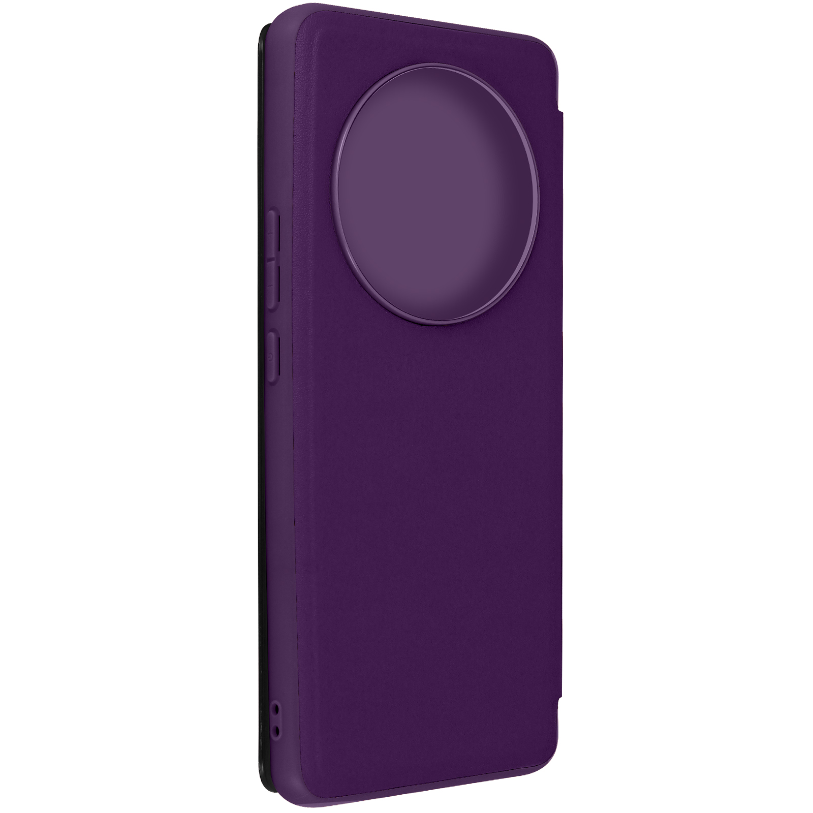 Una custodia viola per telefono con ritaglio per fotocamera.