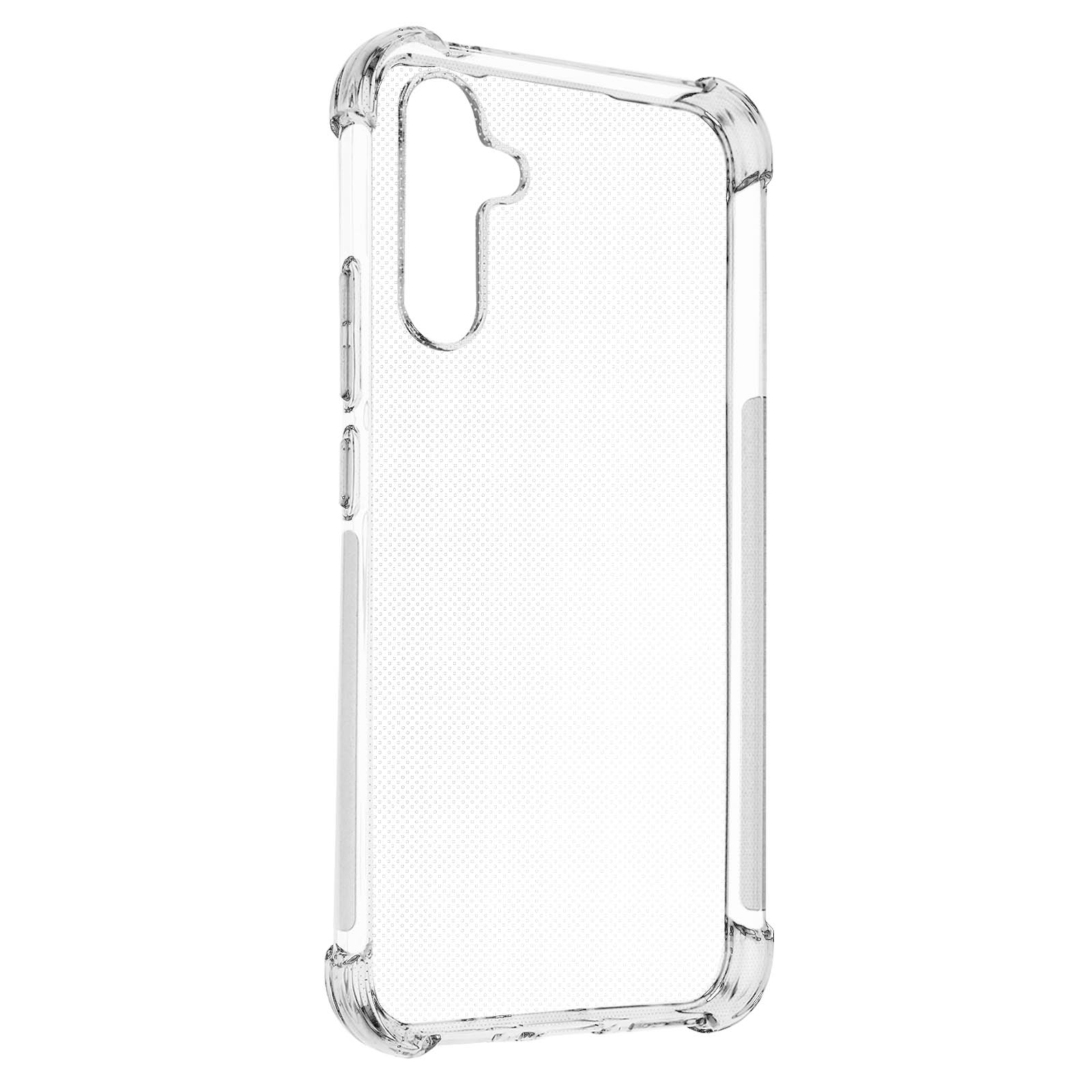 Coque de téléphone transparente avec corps transparent et bords protecteurs.
