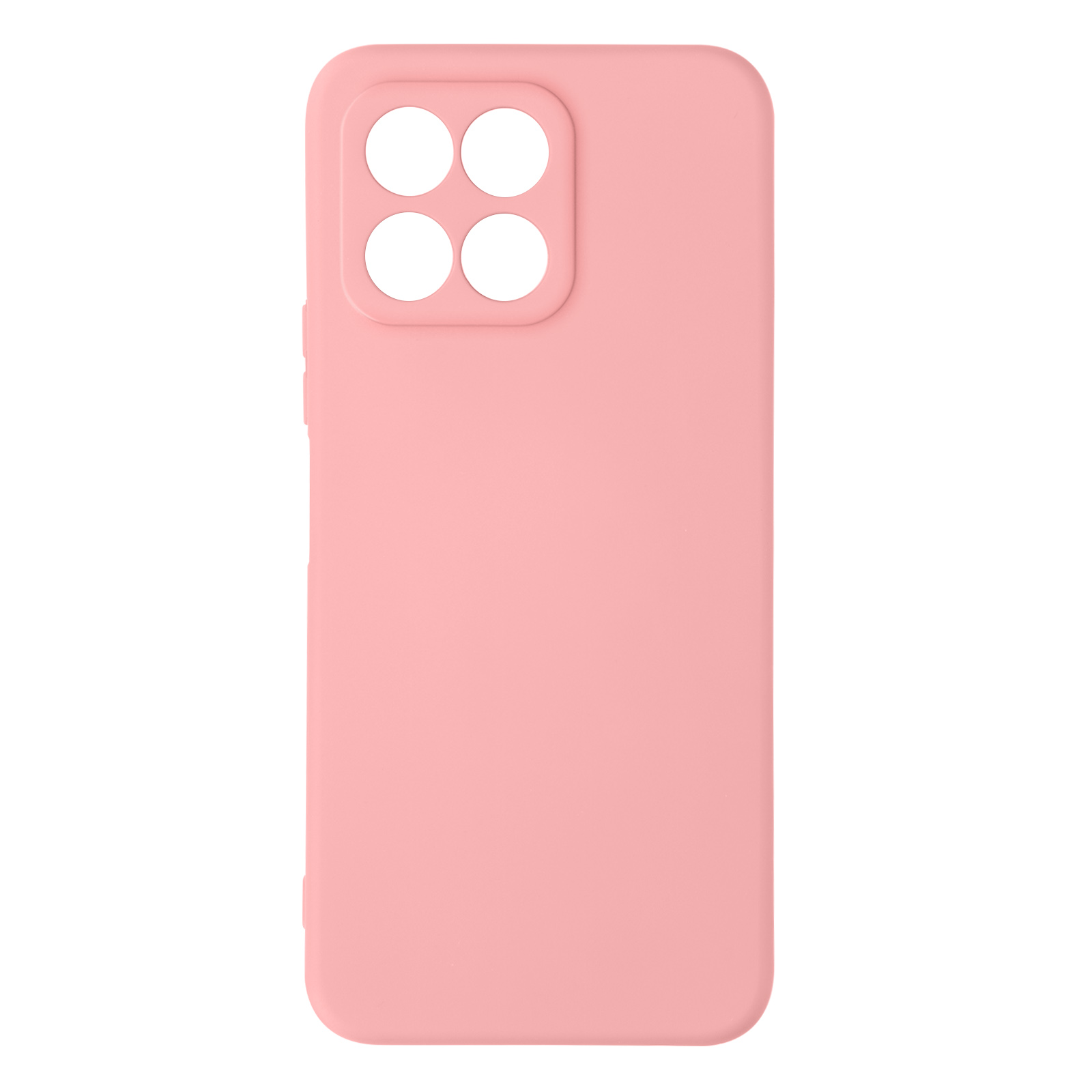 Roze telefoonhoes met camera-uitsparingen. De hoes heeft een gladde, matte afwerking.