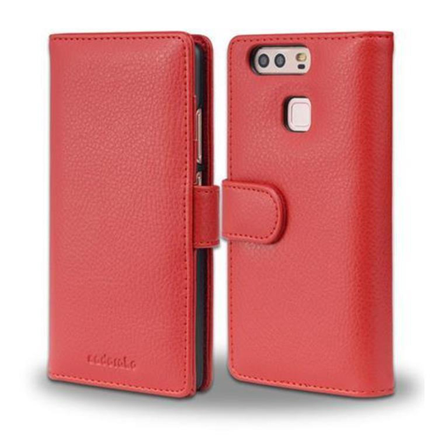 CADORABO Book Bookcover, INFERNO Standfunktuon, Huawei, Kartenfach Hülle ROT mit P9