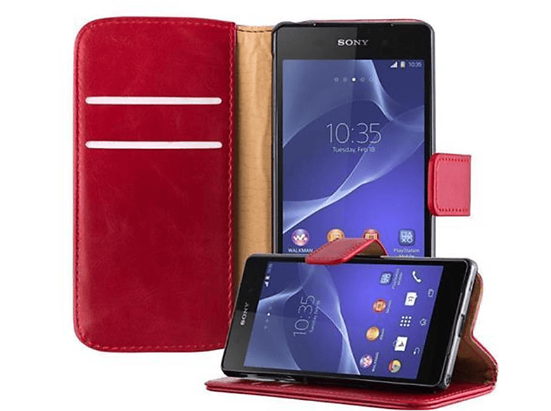 ROT Book WEIN Luxury Style, Sony, Z2, Hülle Xperia Bookcover, CADORABO