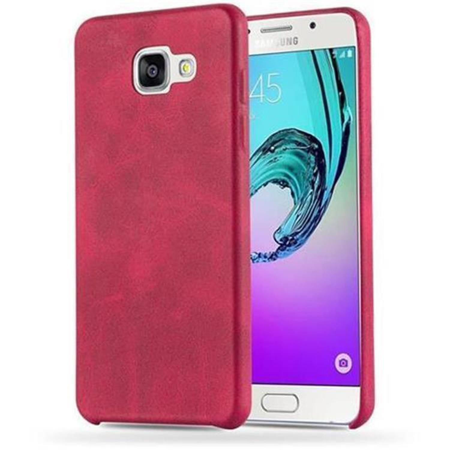 CADORABO Hülle Hard Case A5 ROT Backcover, 2015, Samsung, VINTAGE mit Galaxy Struktur