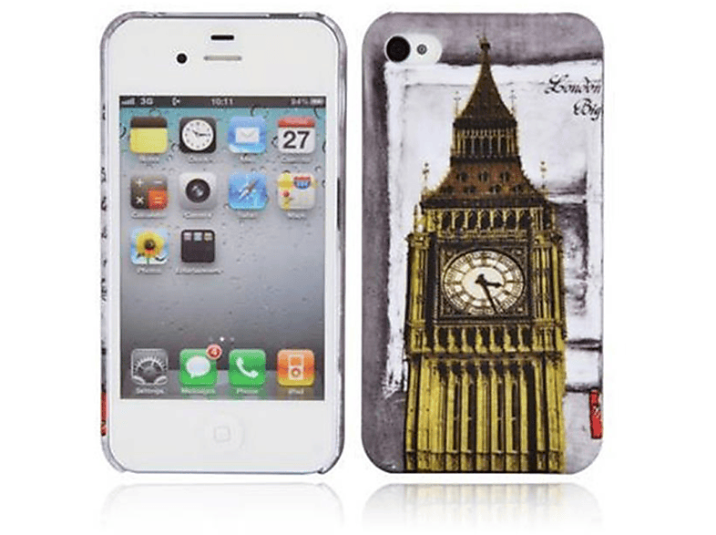 / BIG Hard BEN Apple, LONDON Backcover, - Design, iPhone 4S, 4 trendigen Case CADORABO Schutzhülle Hülle im
