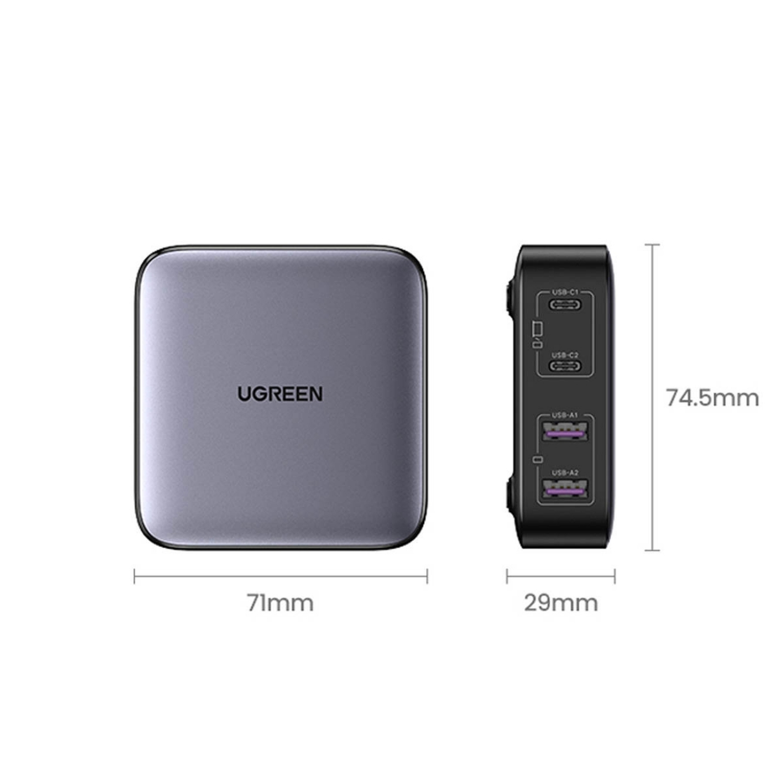 UGREEN Nexode 65W USB C PD Charger GaN Notebook-Netzteil USB-C Netzteil Port 4 Ladegerät