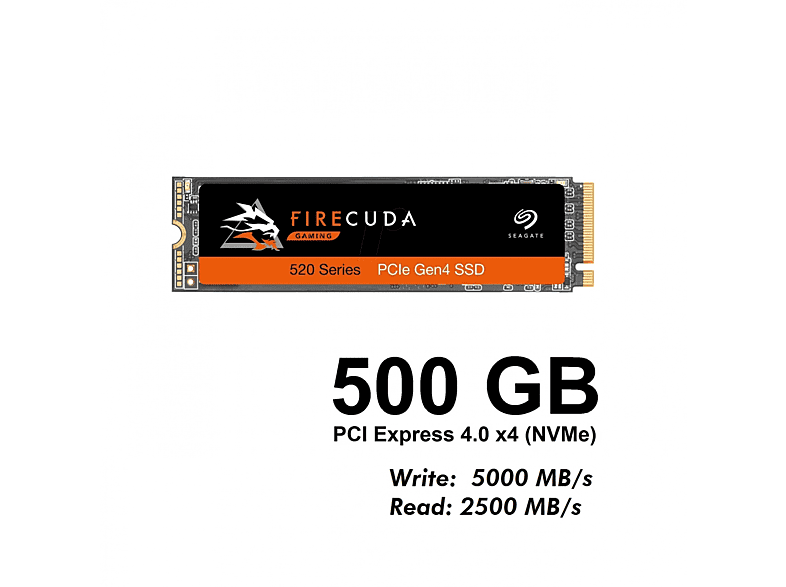 SEAGATE FIRECUDA 520, M.2, 5000 MB/S, 500 GB, HDD, intern