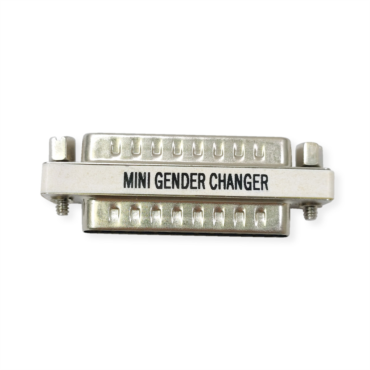 Mini changeur de genre argenté avec texte 'MINI GENDER CHANGER'.
