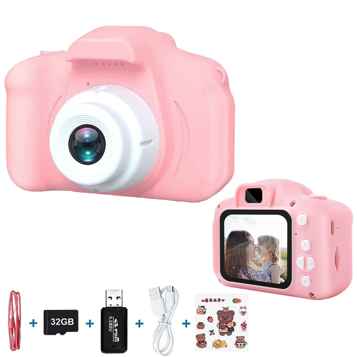 DSLR-Kamera, Kamera, Kreative Kinder LCD Rosa Kompaktkameras, Spielzeug-Kamera Kinderkamera KINSI