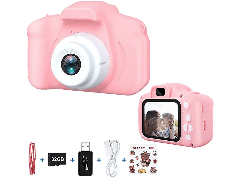 KINSI Kompaktkameras, Kinder Kamera, Kreative Spielzeug-Kamera Kinderkamera Rosa DSLR-Kamera, LCD
