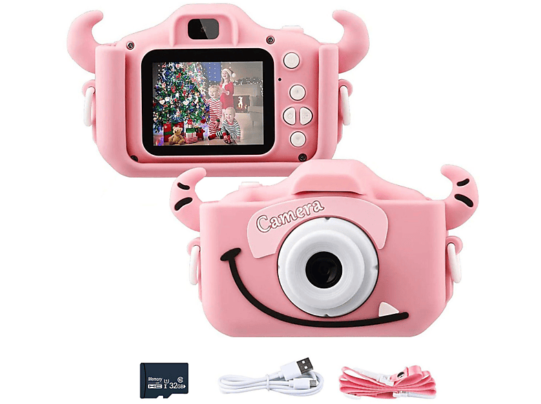 KINSI Kinder Kamera,Kreative Kinderkamera, Megapixel, 32GB 20 Kinderkamera Kinderkamera, Rosa LCD